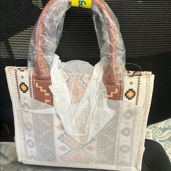 Wrangler Brown and Cream Satchel with Geometric Pattern - Picture 4 of 5